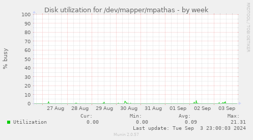 Disk utilization for /dev/mapper/mpathas